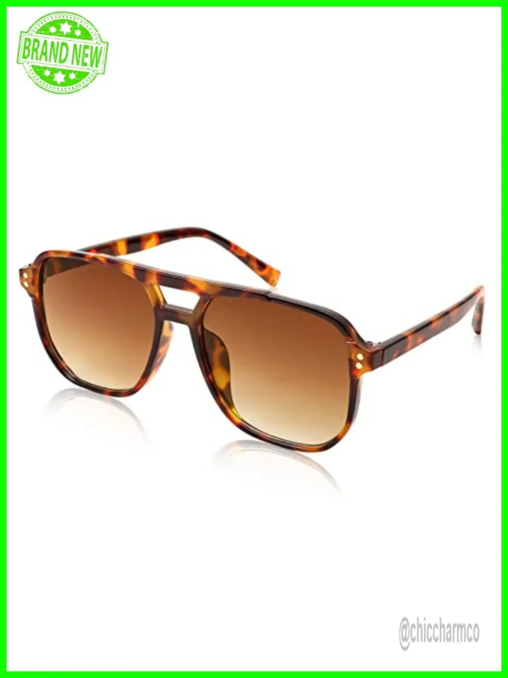 Retro Square Aviator Sunglasses for Women Men 70s Vintage Plastic Frame UV400